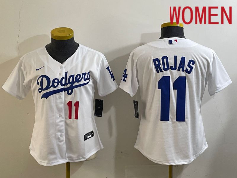 Women Los Angeles Dodgers #11 Rojas White Game 2024 Nike MLB Jersey style 4->women mlb jersey->Women Jersey